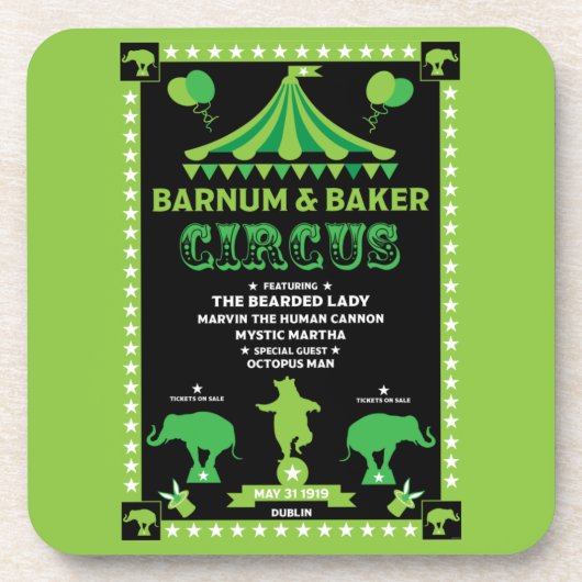 Inspirierter Zirkus Getränkeuntersetzer (Vorderseite)