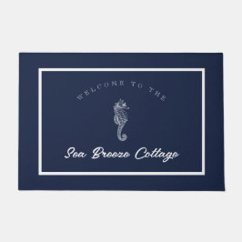 Inspiriertes Blau-Weiß-Seepferd am Meer Fußmatte