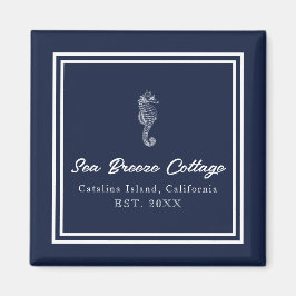 Inspiriertes Blau-Weiß-Seepferd am Meer Magnet