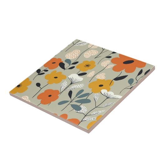 Inspiriertes, blumenfreies Muster Mitte des Jahrhu Fliese (Seite)