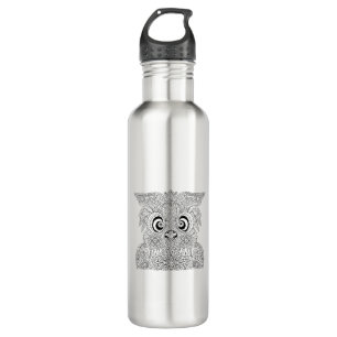 Inspiriertes Eulen-Porträt Edelstahlflasche