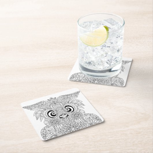 Inspiriertes Eulen-Porträt Rechteckiger Pappuntersetzer (Vor Ort)