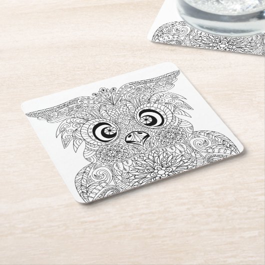 Inspiriertes Eulen-Porträt Rechteckiger Pappuntersetzer (angewinkelt)