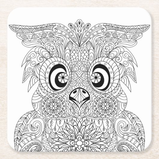 Inspiriertes Eulen-Porträt Rechteckiger Pappuntersetzer (Vorderseite)