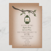 Inspiriertes Grünes Camping Laternenhochzeit Einladung (Vorne/Hinten)