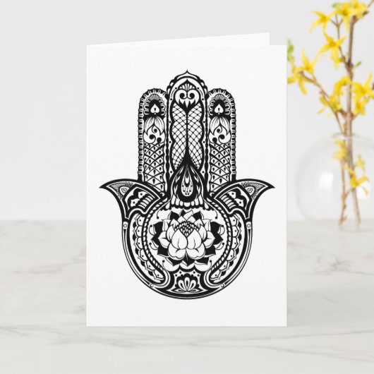 Inspiriertes Hamsa Symbol Karte (Gelbe Blume)