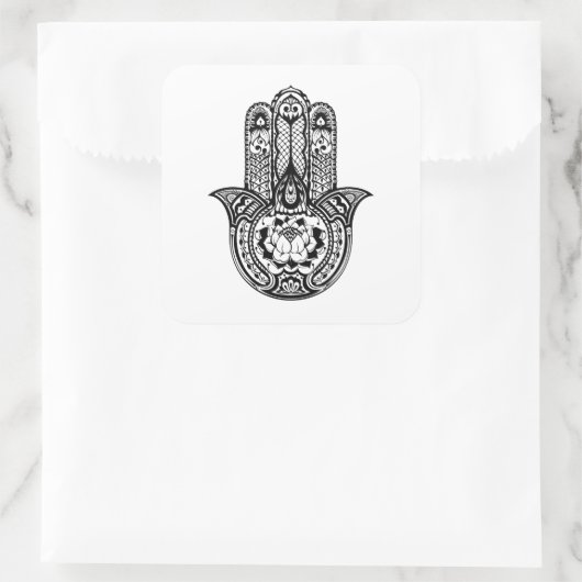 Inspiriertes Hamsa-Symbol Quadratischer Aufkleber (Tasche)