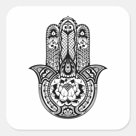 Inspiriertes Hamsa-Symbol Quadratischer Aufkleber (Vorderseite)