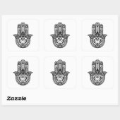 Inspiriertes Hamsa-Symbol Quadratischer Aufkleber (Blatt)