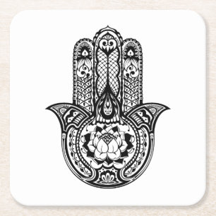 Inspiriertes Hamsa Symbol Rechteckiger Pappuntersetzer