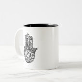 Inspiriertes Hamsa Symbol Zweifarbige Tasse (Vorderseite Links)