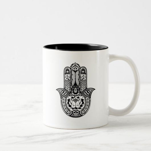 Inspiriertes Hamsa Symbol Zweifarbige Tasse (Rechts)