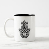 Inspiriertes Hamsa Symbol Zweifarbige Tasse (Links)