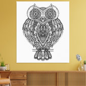 Inspiriertes Handgezogenes Verziertes Owl 6 Leinwanddruck (Insitu (Wohnzimmer))