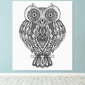 Inspiriertes Handgezogenes Verziertes Owl 6 Leinwanddruck (Insitu (Holzboden))