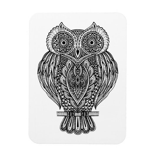 Inspiriertes Handgezogenes Verziertes Owl Magnet (Vertikal)