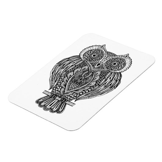 Inspiriertes Handgezogenes Verziertes Owl Magnet (Linke Seite)