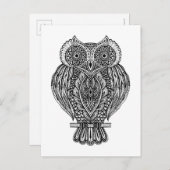 Inspiriertes Handgezogenes Verziertes Owl Postkarte (Vorne/Hinten)