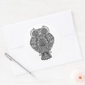 Inspiriertes Handgezogenes Verziertes Owl Runder Aufkleber (Umschlag)