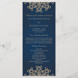 Inspiriertes Hochzeitsprogramm für Navy und Gold Programm
