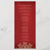 Inspiriertes Hochzeitsprogramm für Rot und Gold Programm (Rückseite)