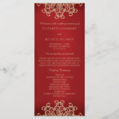 Inspiriertes Hochzeitsprogramm für Rot und Gold Programm (Vorderseite)