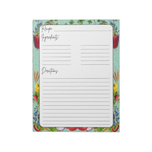 Inspiriertes pflanzliches Rezept Notizblock (Rotiert)