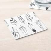 Inspiriertes Retro Feder-Muster Rechteckiger Pappuntersetzer (angewinkelt)