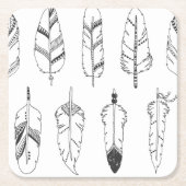 Inspiriertes Retro Feder-Muster Rechteckiger Pappuntersetzer (Vorderseite)