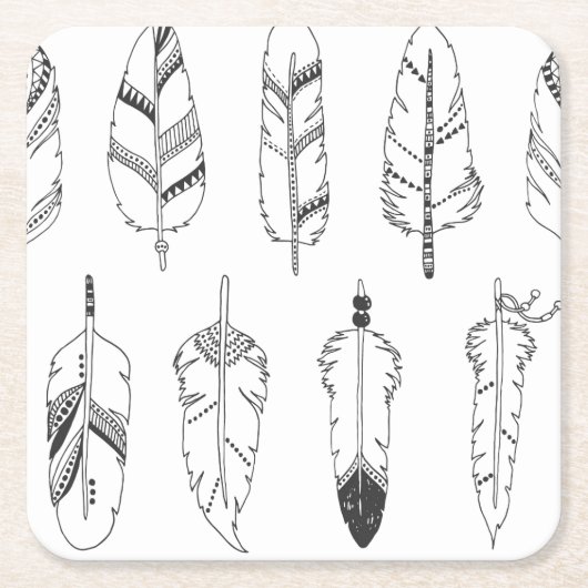 Inspiriertes Retro Feder-Muster Rechteckiger Pappuntersetzer (Vorderseite)