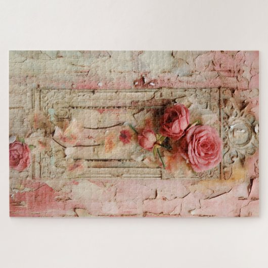 Inspiriertes Rosa Blumengrundierung Puzzle (Horizontal)