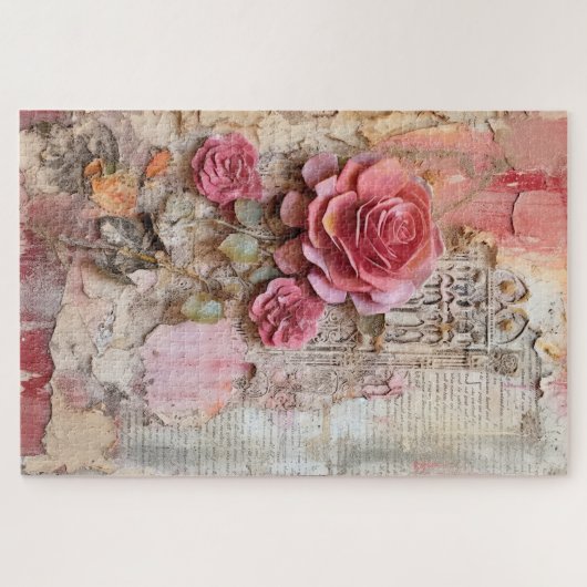 Inspiriertes Rosa Blumengrundierung Puzzle (Horizontal)