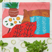 Inspiriertes Rotes Zimmer mit Kissen Aloe Orange Geschirrtuch (Gefaltet)