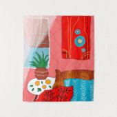 Inspiriertes Rotes Zimmer mit Orangen und Aloe Wandteppich (Vorderseite)