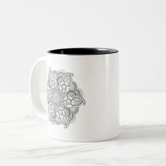 Inspiriertes rundes Element Zweifarbige Tasse (Vorderseite Links)