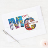 INSPIRIERTES SANTA MIT CHRISTMAS GIFTS MONOGRAM RECHTECKIGER AUFKLEBER (Umschlag)