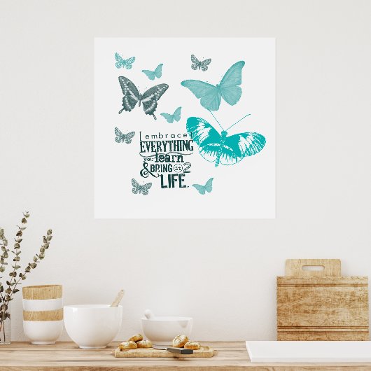 Inspiriertes Schmetterlingsleben Poster (Küche)