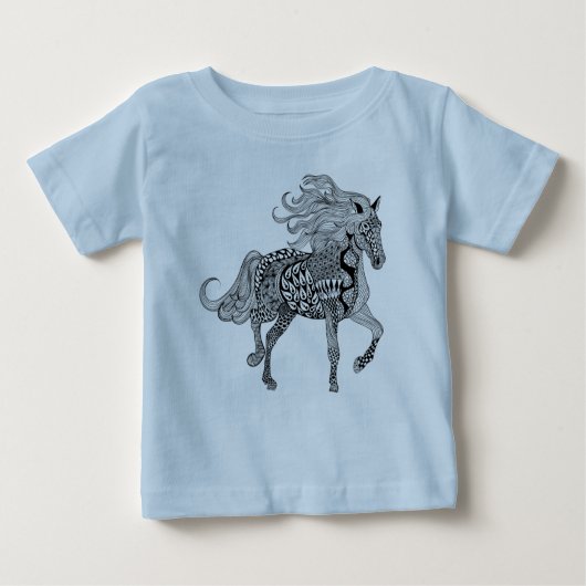 Inspiriertes schwarzes Pferd Baby T-shirt (Vorderseite)