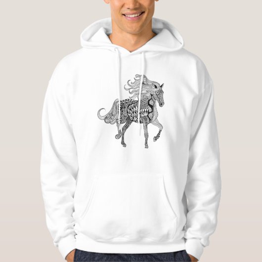 Inspiriertes Schwarzes Pferd Hoodie (Vorderseite)