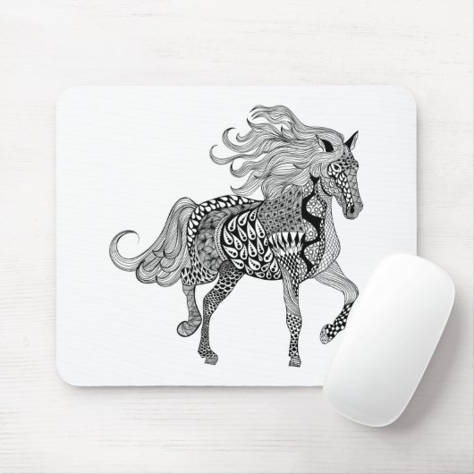 Inspiriertes schwarzes Pferd Mousepad (Mit Mouse)
