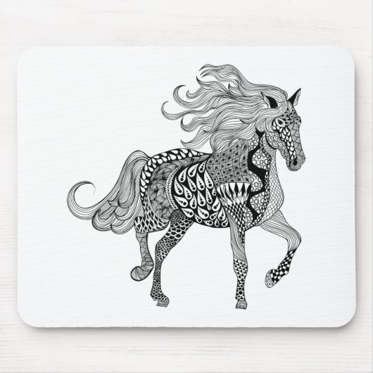 Inspiriertes schwarzes Pferd Mousepad (Vorne)
