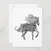 Inspiriertes Schwarzes Pferd Postkarte (Vorne/Hinten)