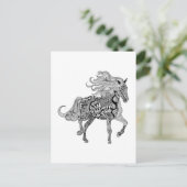 Inspiriertes Schwarzes Pferd Postkarte (Stehend Vorderseite)
