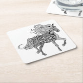 Inspiriertes schwarzes Pferd Rechteckiger Pappuntersetzer (angewinkelt)