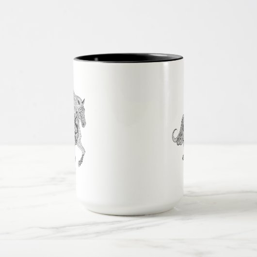 Inspiriertes schwarzes Pferd Tasse (Zentrum)