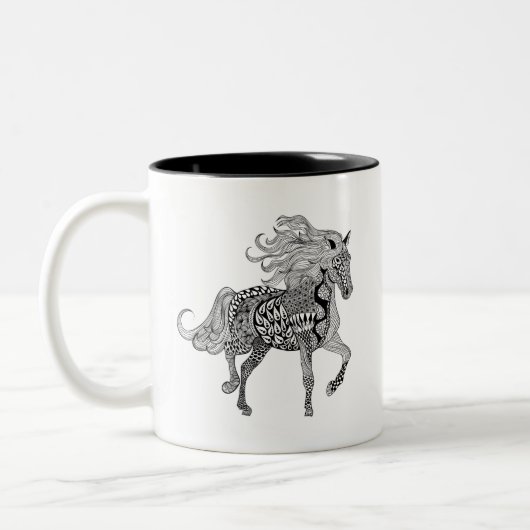 Inspiriertes schwarzes Pferd Zweifarbige Tasse (Links)