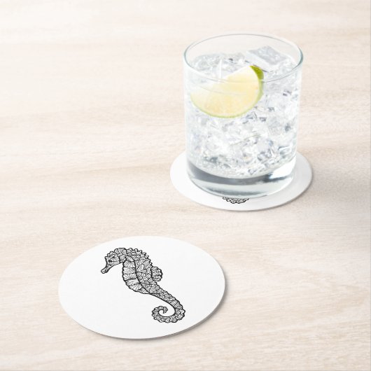 Inspiriertes Seepferd Runder Pappuntersetzer (Vor Ort)