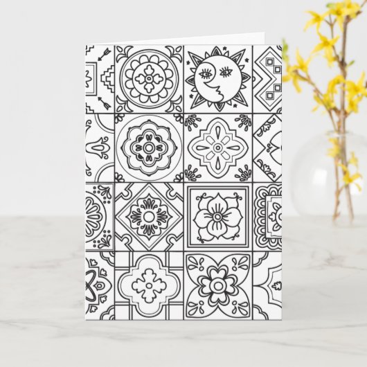 Inspiriertes Talavera-Muster Karte (Gelbe Blume)