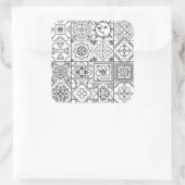 Inspiriertes Talavera-Muster Quadratischer Aufkleber (Tasche)