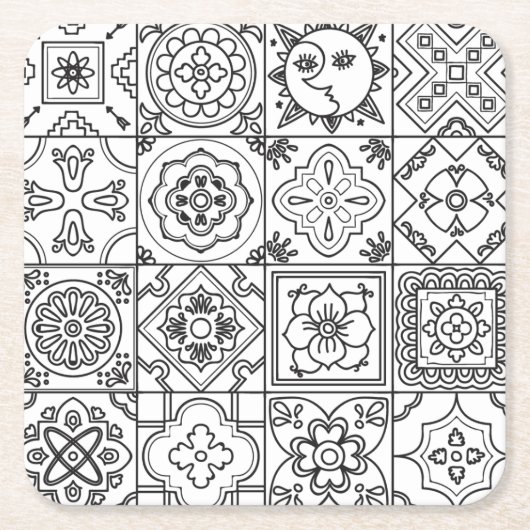 Inspiriertes Talavera-Muster Rechteckiger Pappuntersetzer (Vorderseite)